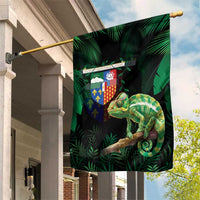 Reunion Island Garden Flag Furcifer Pardalis With Coat Of Arms
