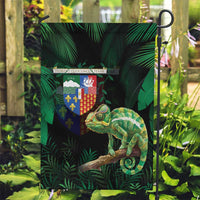 Reunion Island Garden Flag Furcifer Pardalis With Coat Of Arms