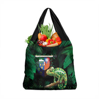 Reunion Island Grocery Bag Furcifer Pardalis With Coat Of Arms