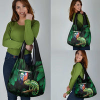 Reunion Island Grocery Bag Furcifer Pardalis With Coat Of Arms