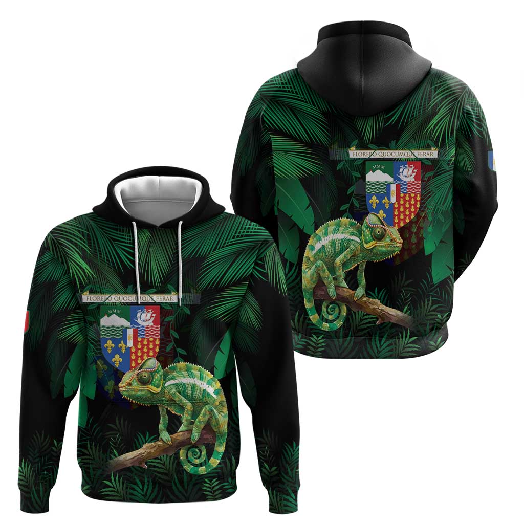 Reunion Island Hoodie Furcifer Pardalis With Coat Of Arms