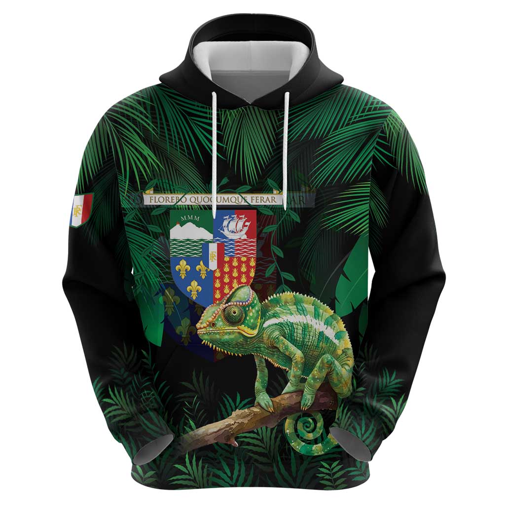 Reunion Island Hoodie Furcifer Pardalis With Coat Of Arms