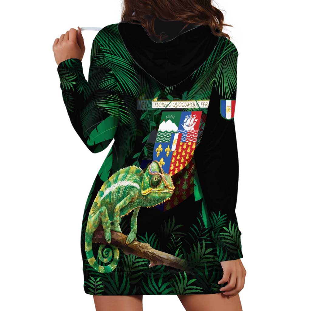 Reunion Island Hoodie Dress Furcifer Pardalis With Coat Of Arms