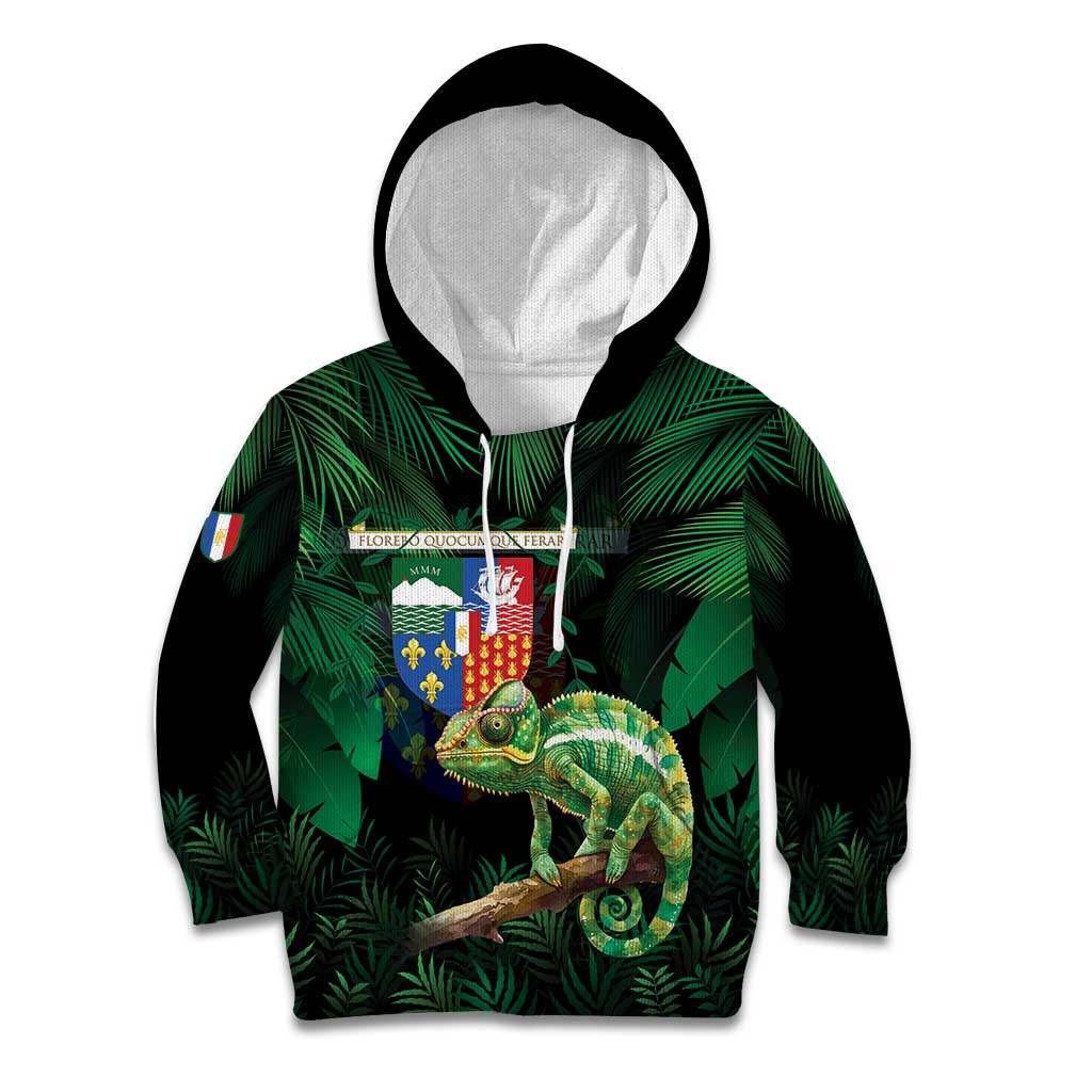 Reunion Island Kid Hoodie Furcifer Pardalis With Coat Of Arms