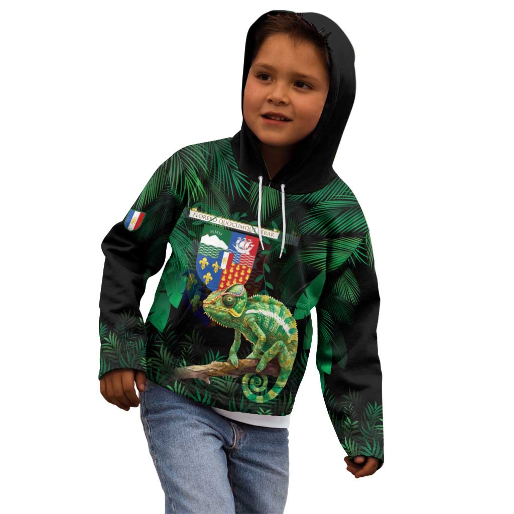 Reunion Island Kid Hoodie Furcifer Pardalis With Coat Of Arms