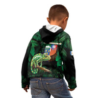Reunion Island Kid Hoodie Furcifer Pardalis With Coat Of Arms