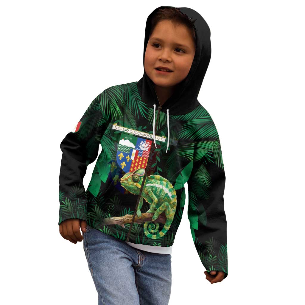 Reunion Island Kid Hoodie Furcifer Pardalis With Coat Of Arms