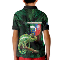Reunion Island Kid Polo Shirt Furcifer Pardalis With Coat Of Arms