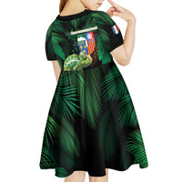 Reunion Island Kid Short Sleeve Dress Furcifer Pardalis With Coat Of Arms
