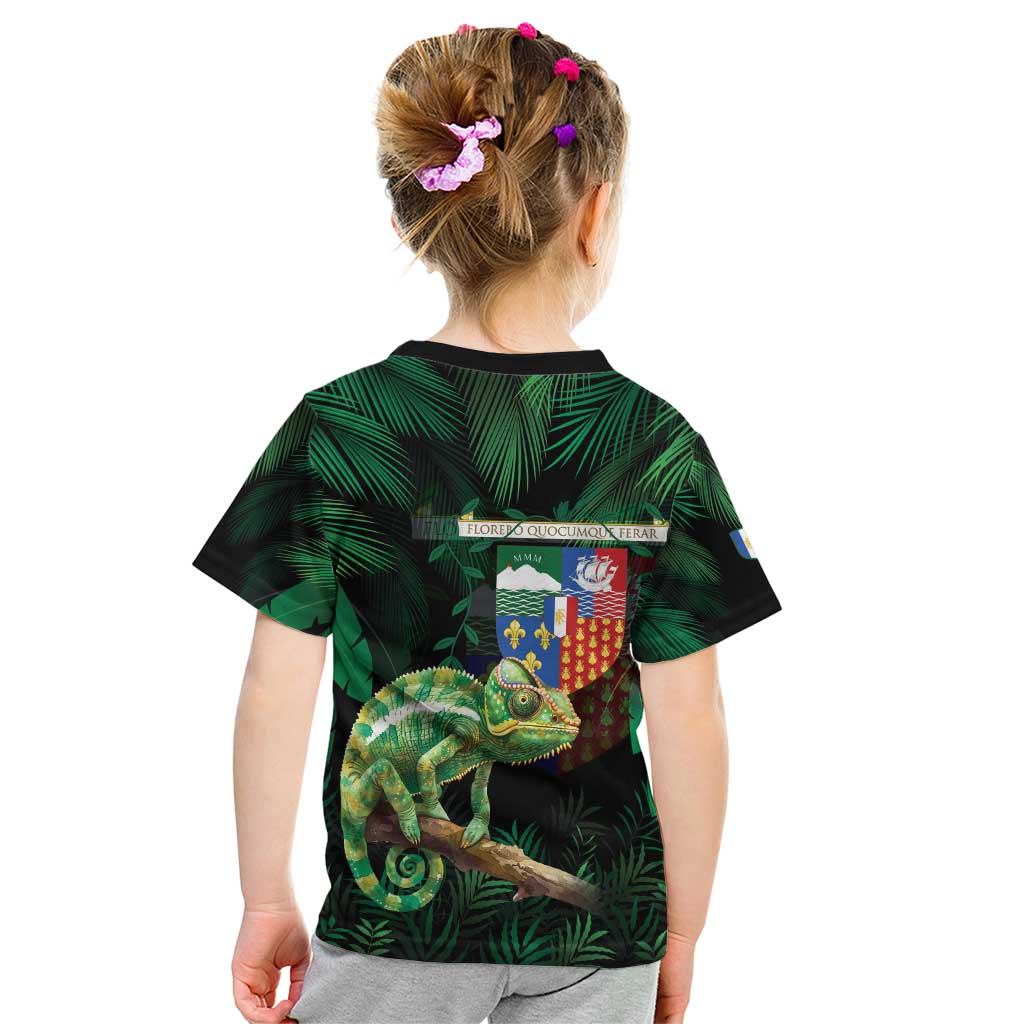 Reunion Island Kid T Shirt Furcifer Pardalis With Coat Of Arms