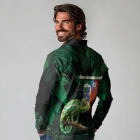 Reunion Island Long Sleeve Polo Shirt Furcifer Pardalis With Coat Of Arms - Wonder Print Shop