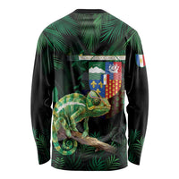 Reunion Island Long Sleeve Shirt Furcifer Pardalis With Coat Of Arms - Wonder Print Shop