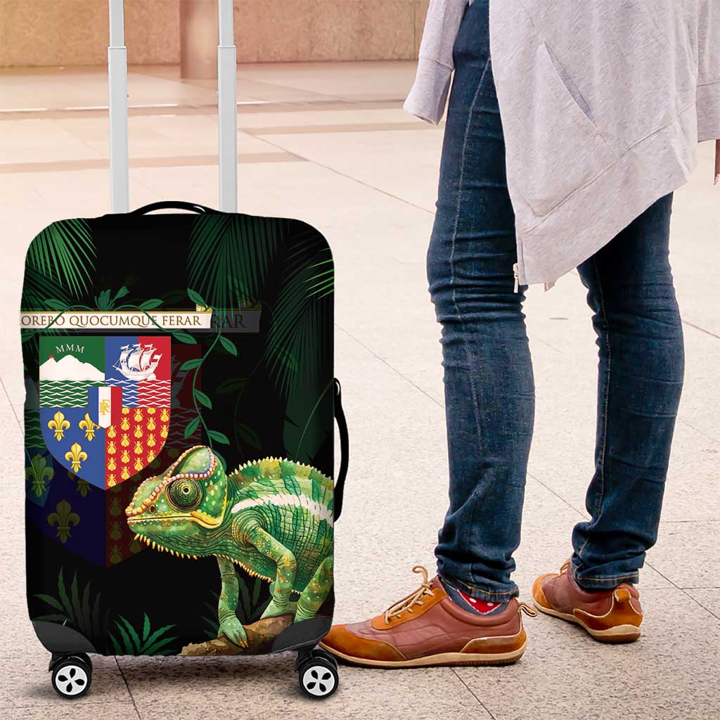 Reunion Island Luggage Cover Furcifer Pardalis With Coat Of Arms