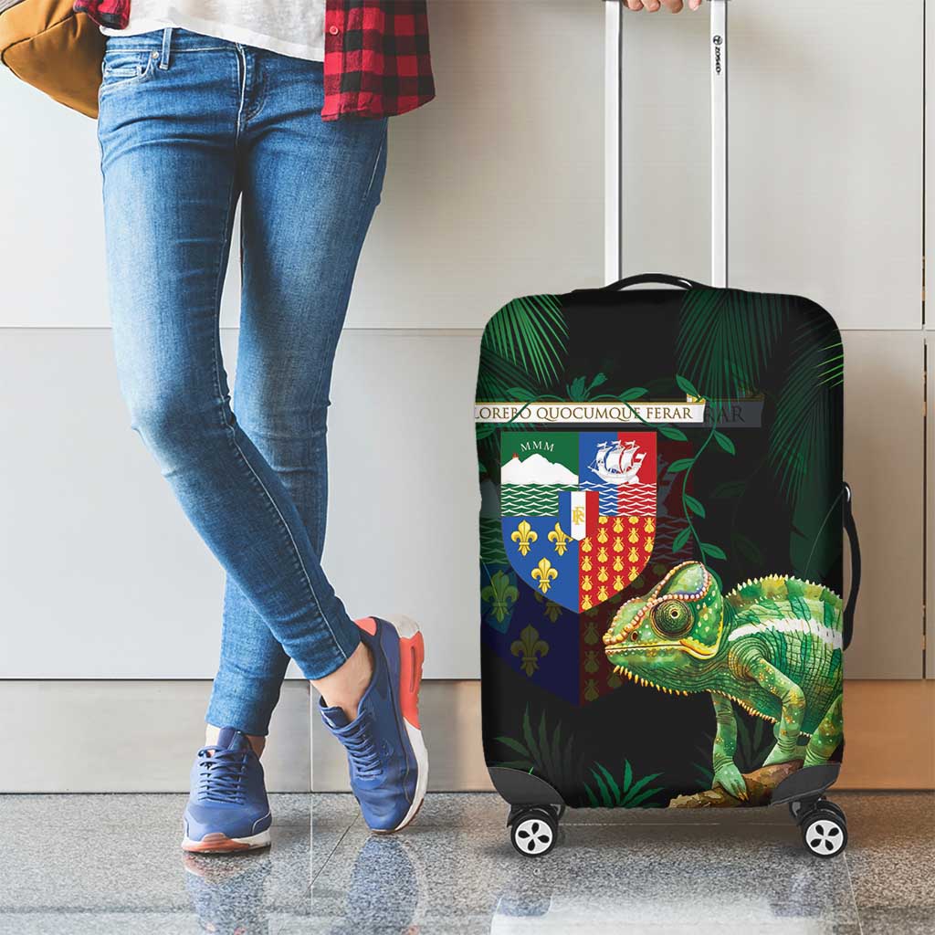 Reunion Island Luggage Cover Furcifer Pardalis With Coat Of Arms