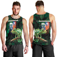 Reunion Island Men Tank Top Furcifer Pardalis With Coat Of Arms - Wonder Print Shop