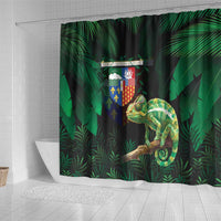 Reunion Island Shower Curtain Furcifer Pardalis With Coat Of Arms - Wonder Print Shop