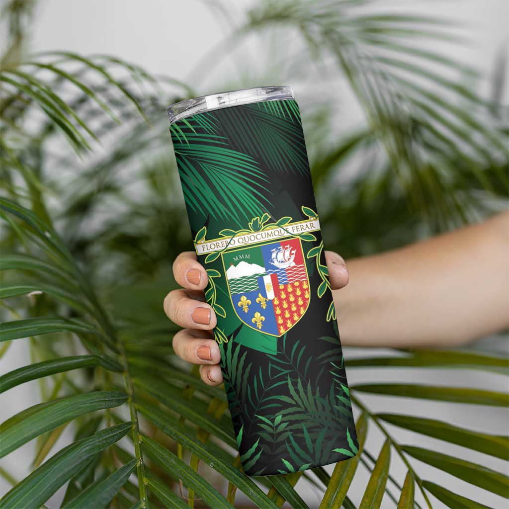 Reunion Island Skinny Tumbler Furcifer Pardalis With Coat Of Arms - Wonder Print Shop