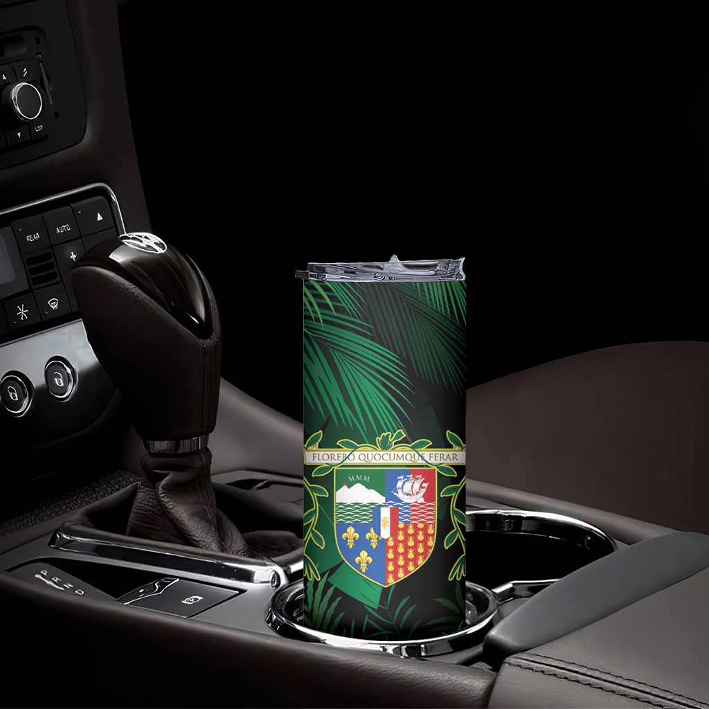 Reunion Island Skinny Tumbler Furcifer Pardalis With Coat Of Arms - Wonder Print Shop
