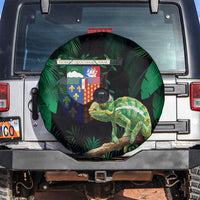 Reunion Island Spare Tire Cover Furcifer Pardalis With Coat Of Arms - Wonder Print Shop
