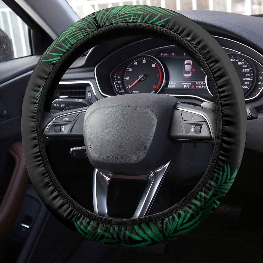 Reunion Island Steering Wheel Cover Furcifer Pardalis With Coat Of Arms - Wonder Print Shop