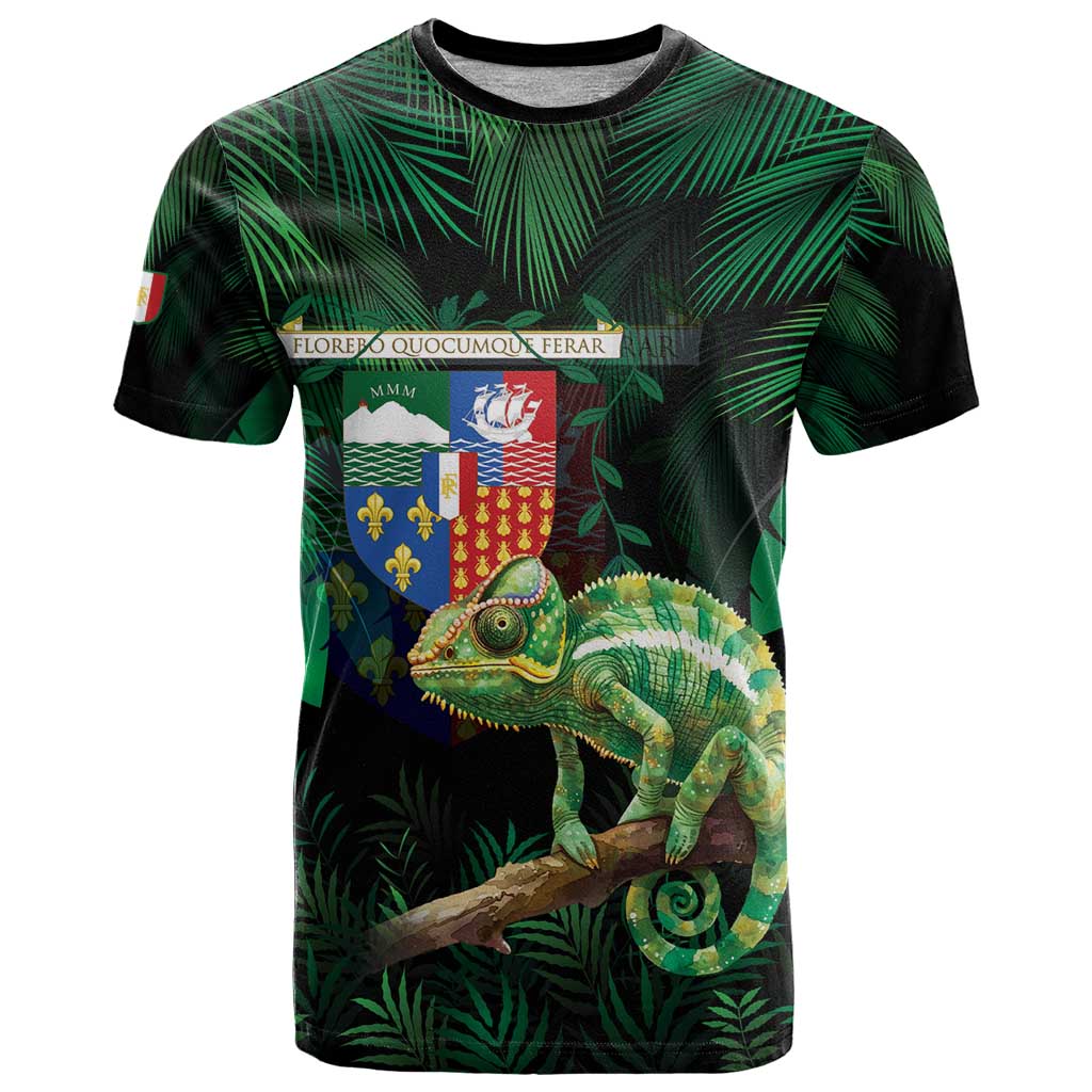 Reunion Island T Shirt Furcifer Pardalis With Coat Of Arms - Wonder Print Shop