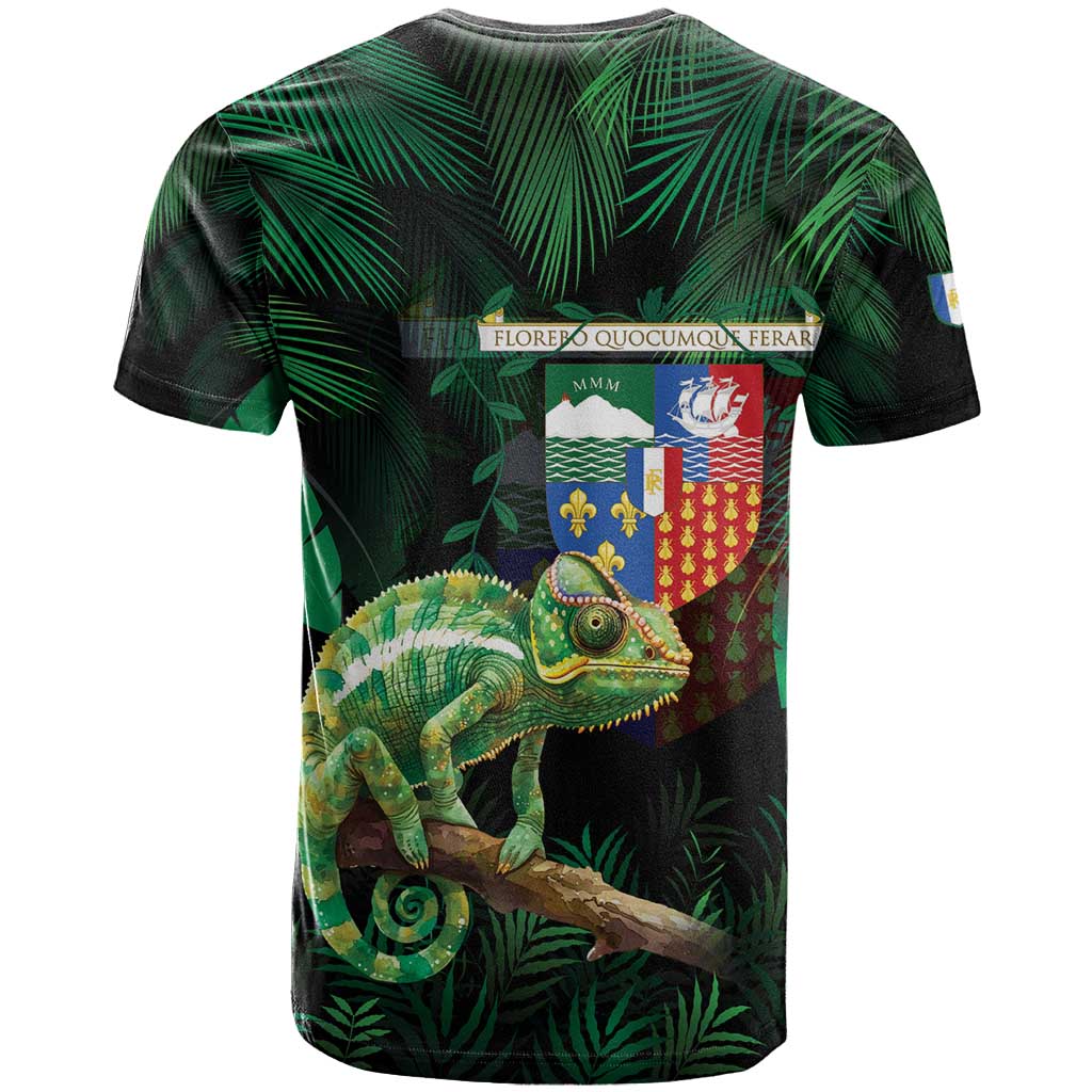 Reunion Island T Shirt Furcifer Pardalis With Coat Of Arms - Wonder Print Shop