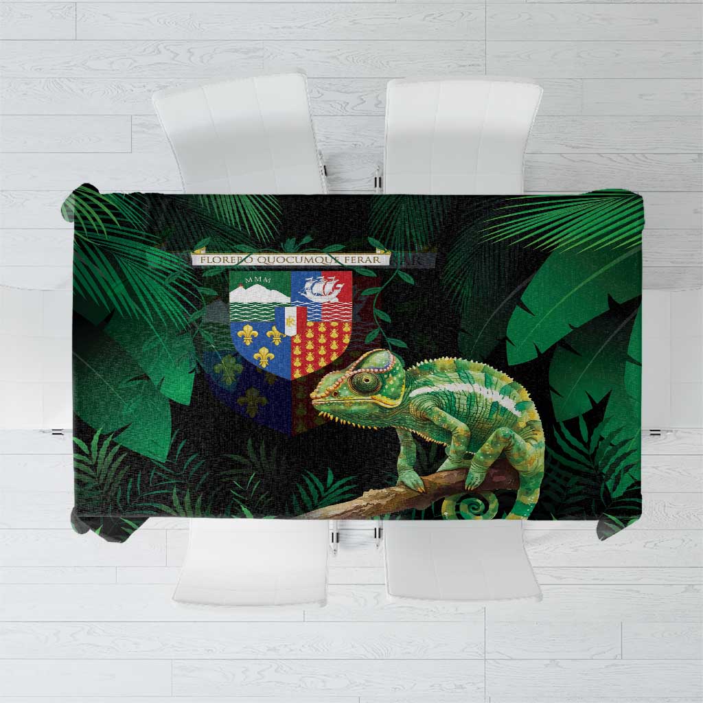 Reunion Island Tablecloth Furcifer Pardalis With Coat Of Arms - Wonder Print Shop