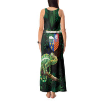 Reunion Island Tank Maxi Dress Furcifer Pardalis With Coat Of Arms - Wonder Print Shop