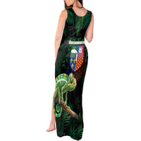 Reunion Island Tank Maxi Dress Furcifer Pardalis With Coat Of Arms - Wonder Print Shop