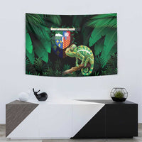 Reunion Island Tapestry Furcifer Pardalis With Coat Of Arms - Wonder Print Shop