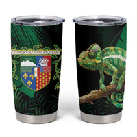 Reunion Island Tumbler Cup Furcifer Pardalis With Coat Of Arms - Wonder Print Shop