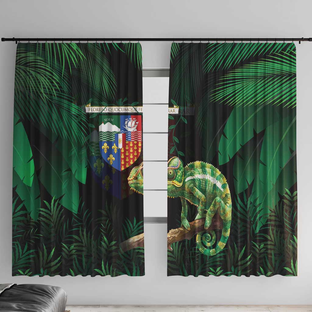 Reunion Island Window Curtain Furcifer Pardalis With Coat Of Arms - Wonder Print Shop
