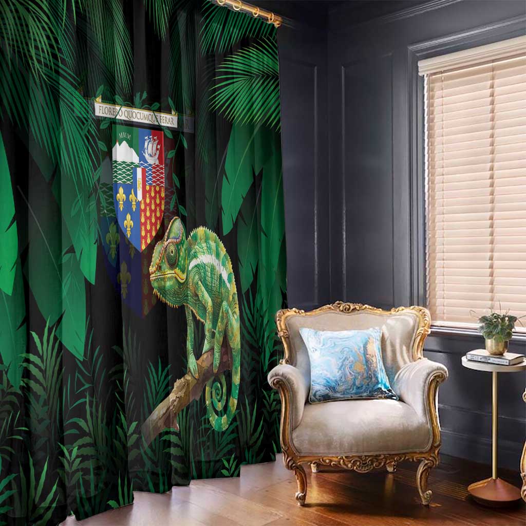 Reunion Island Window Curtain Furcifer Pardalis With Coat Of Arms - Wonder Print Shop