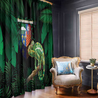 Reunion Island Window Curtain Furcifer Pardalis With Coat Of Arms - Wonder Print Shop