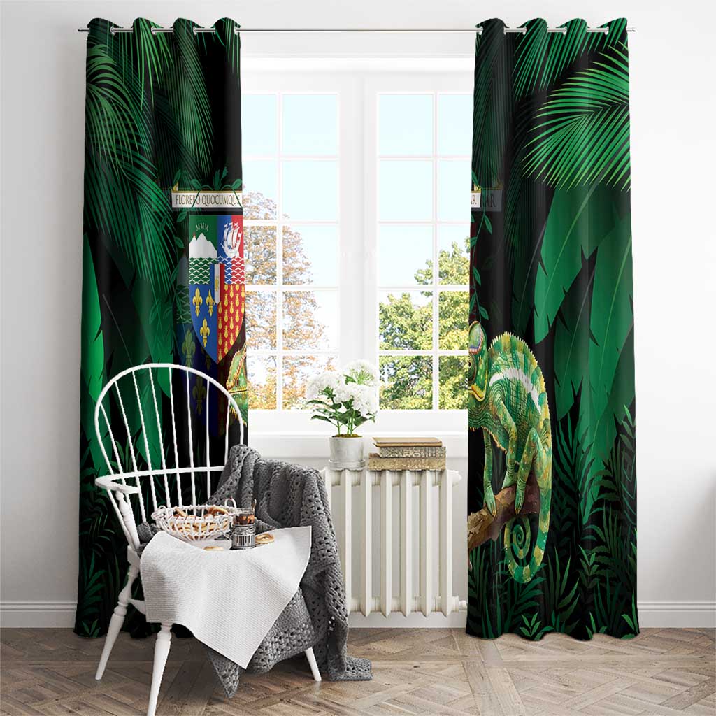 Reunion Island Window Curtain Furcifer Pardalis With Coat Of Arms - Wonder Print Shop