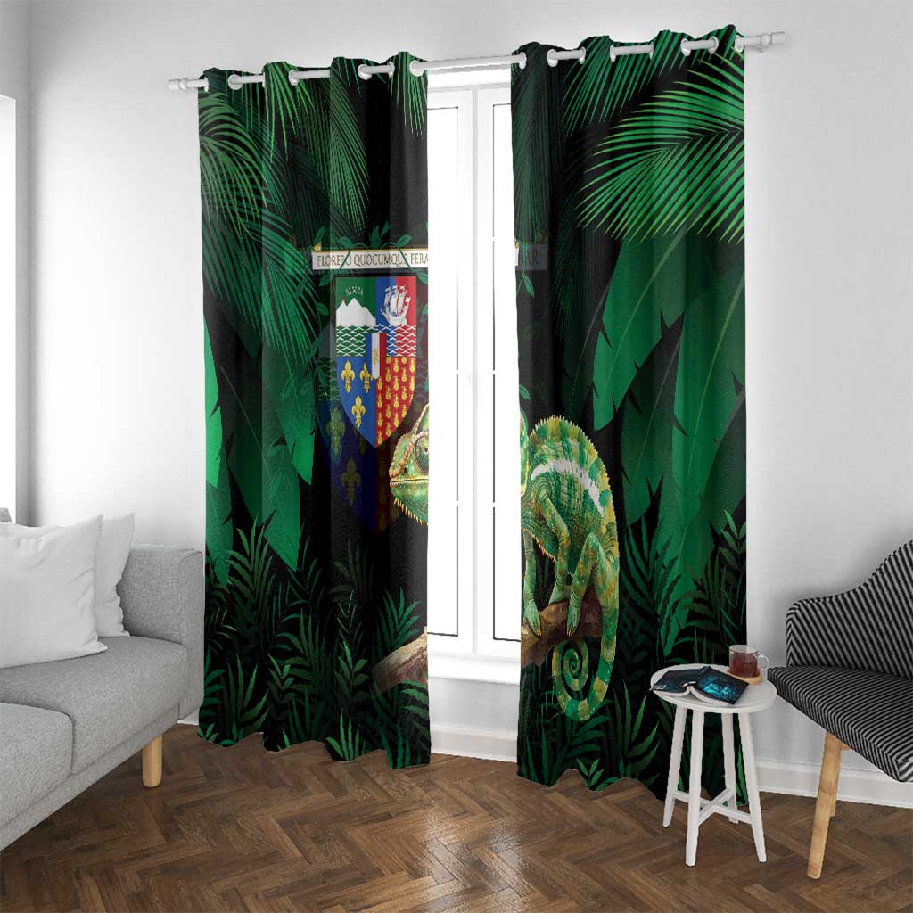 Reunion Island Window Curtain Furcifer Pardalis With Coat Of Arms - Wonder Print Shop