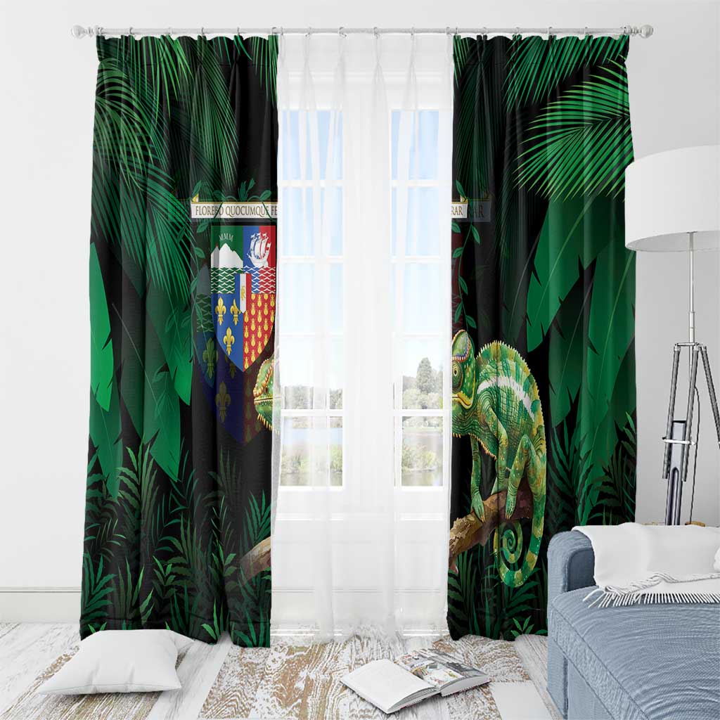 Reunion Island Window Curtain Furcifer Pardalis With Coat Of Arms - Wonder Print Shop