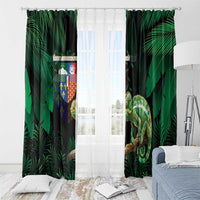 Reunion Island Window Curtain Furcifer Pardalis With Coat Of Arms - Wonder Print Shop
