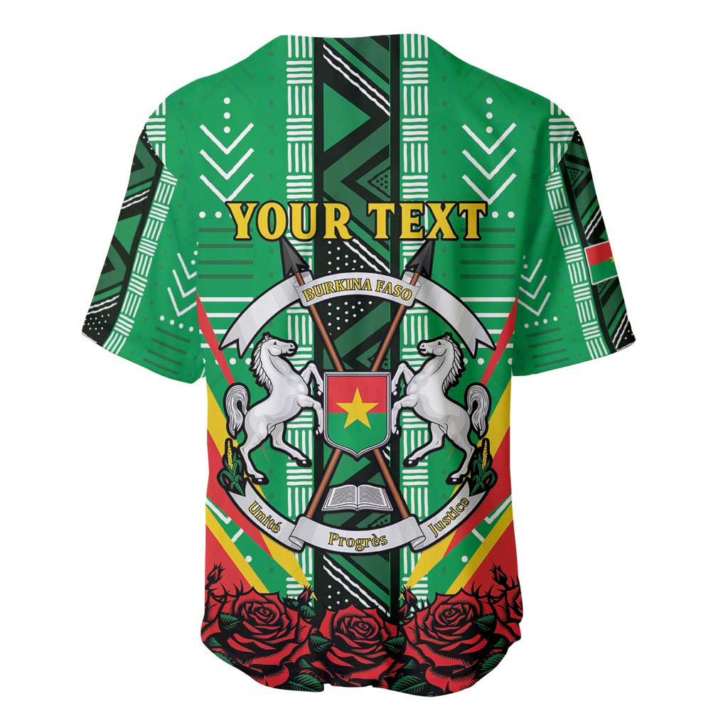 Personalised Burkina Faso Baseball Jersey Coat Of Arms Bogolan Pattern