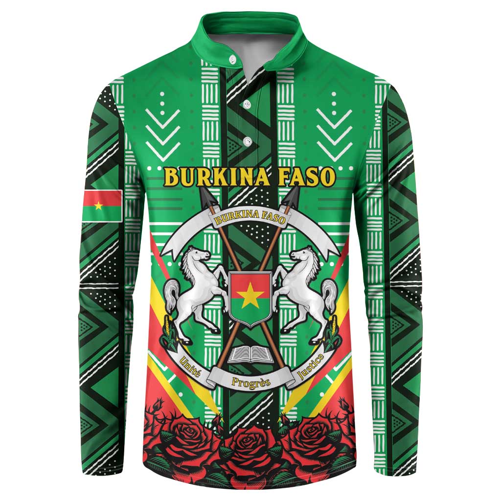 Personalised Burkina Faso Button Sweatshirt Coat Of Arms Bogolan Pattern