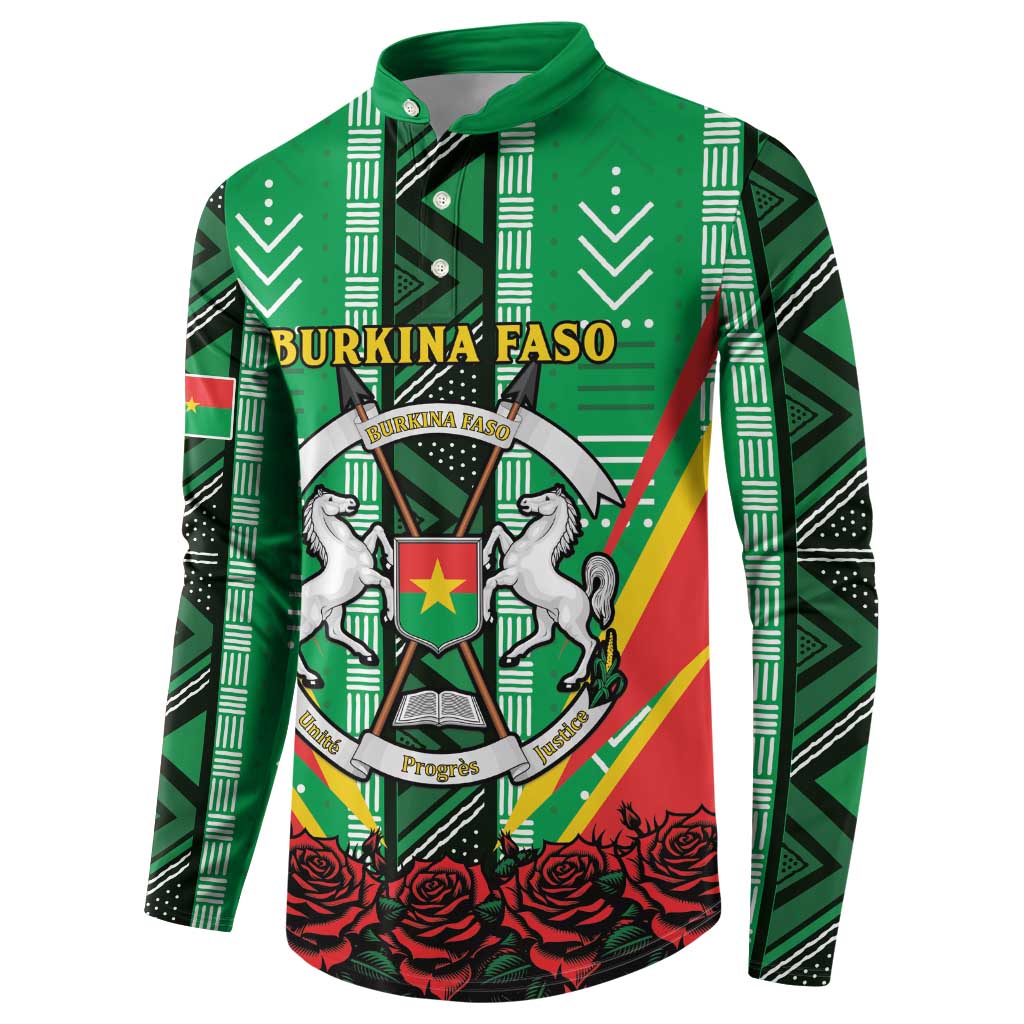 Personalised Burkina Faso Button Sweatshirt Coat Of Arms Bogolan Pattern