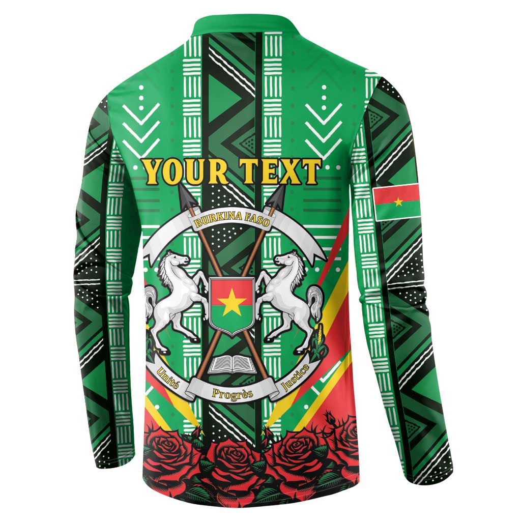 Personalised Burkina Faso Button Sweatshirt Coat Of Arms Bogolan Pattern