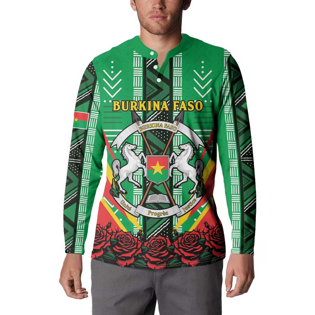 Personalised Burkina Faso Button Sweatshirt Coat Of Arms Bogolan Pattern