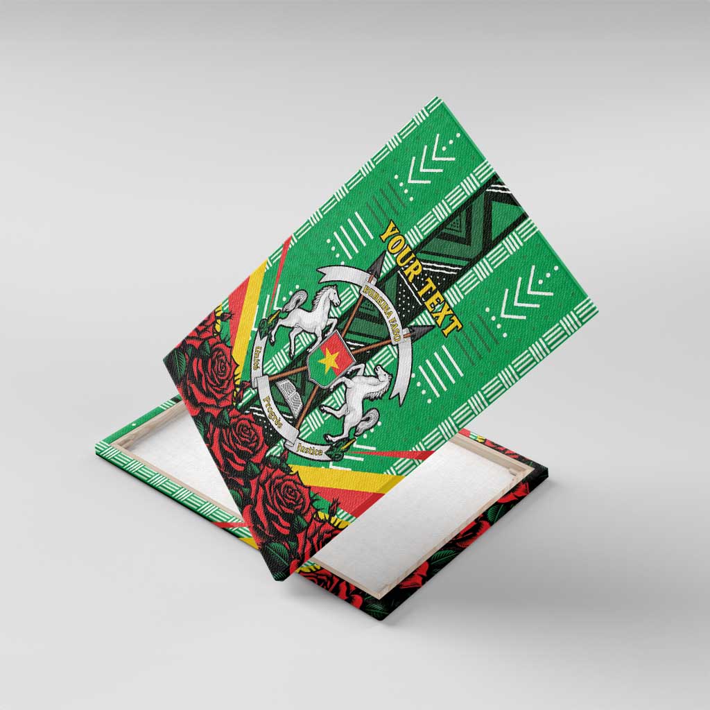 Personalised Burkina Faso Canvas Wall Art Coat Of Arms Bogolan Pattern
