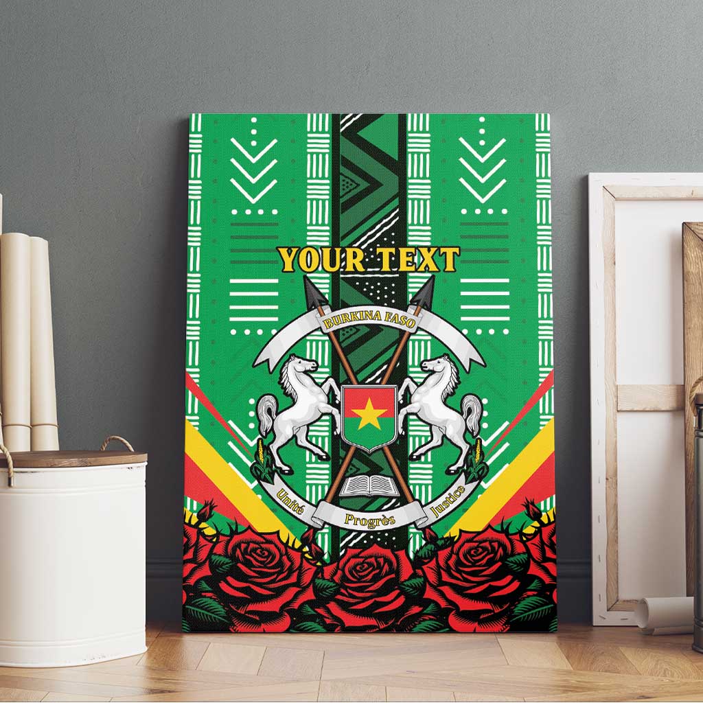 Personalised Burkina Faso Canvas Wall Art Coat Of Arms Bogolan Pattern