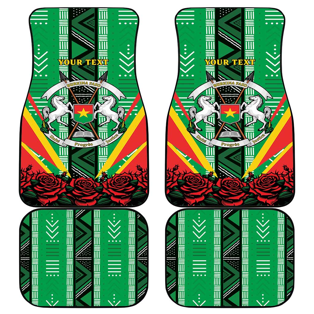 Personalised Burkina Faso Car Mats Coat Of Arms Bogolan Pattern