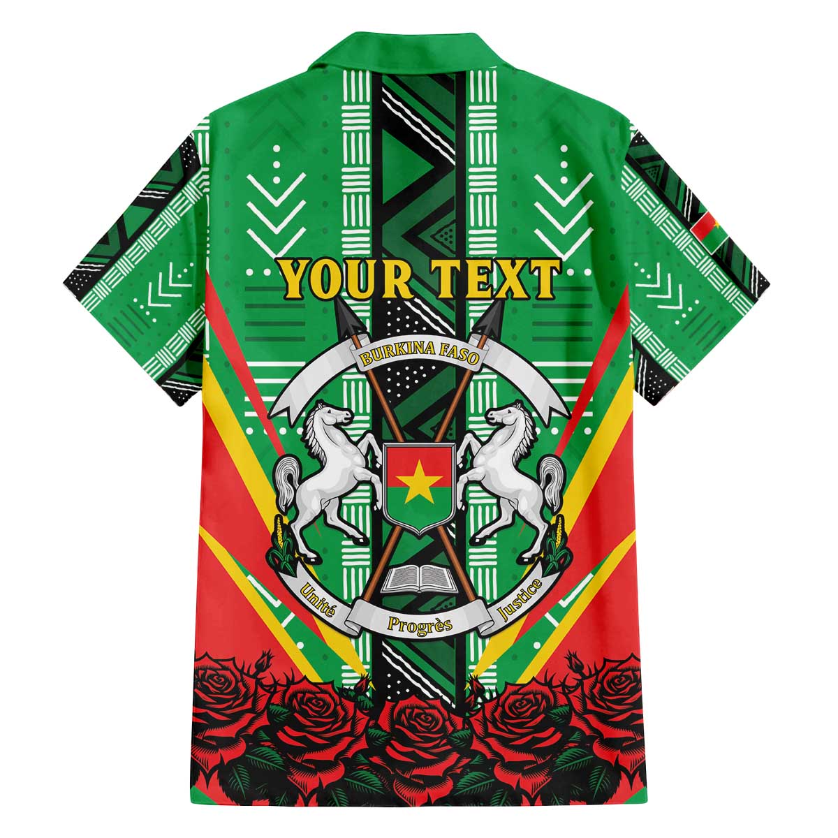 Personalised Burkina Faso Family Matching Off The Shoulder Long Sleeve Dress and Hawaiian Shirt Coat Of Arms Bogolan Pattern