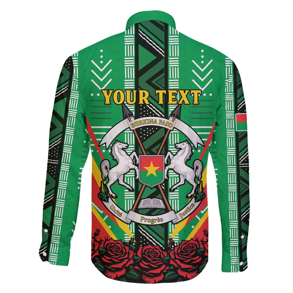 Personalised Burkina Faso Family Matching Off The Shoulder Long Sleeve Dress and Hawaiian Shirt Coat Of Arms Bogolan Pattern