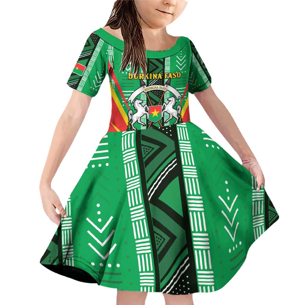 Personalised Burkina Faso Family Matching Off Shoulder Short Dress and Hawaiian Shirt Coat Of Arms Bogolan Pattern
