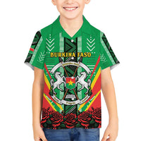 Personalised Burkina Faso Family Matching Short Sleeve Bodycon Dress and Hawaiian Shirt Coat Of Arms Bogolan Pattern